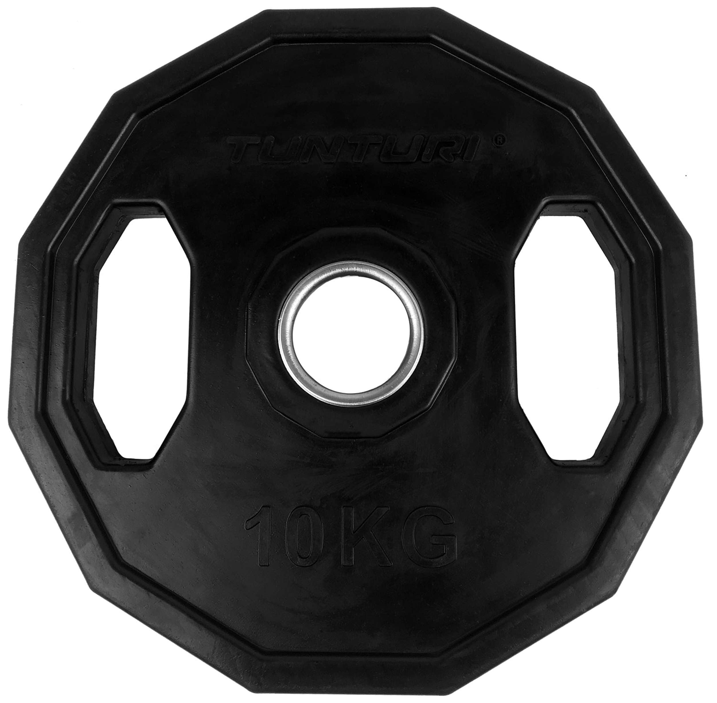 Tunturi Gewichtscheiben 50 mm, 2 x 1,25 kg, Hantelgewichte aus Gummi mit Griffen