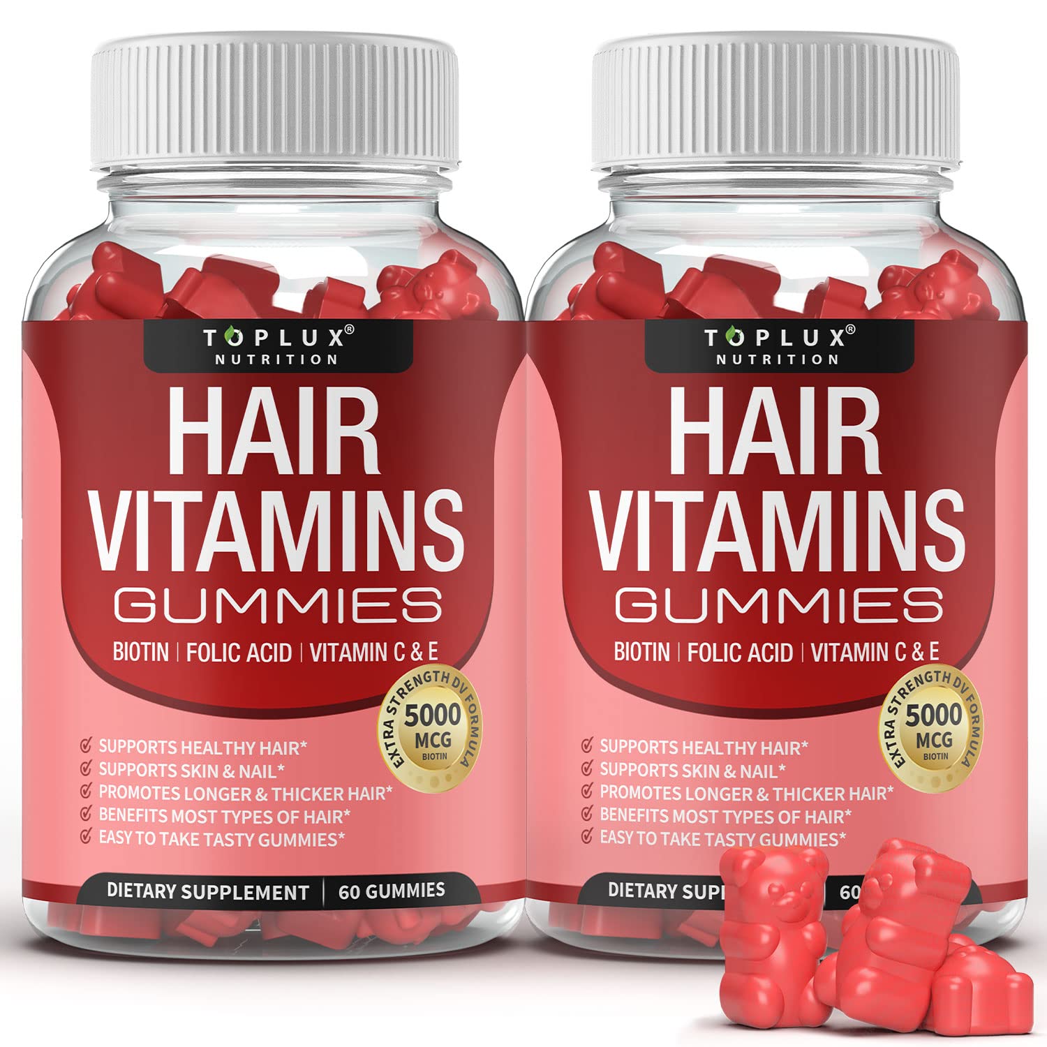 Hair Vitamins Gummies Supplement Faster Hair Growth Gummy 5000mcg