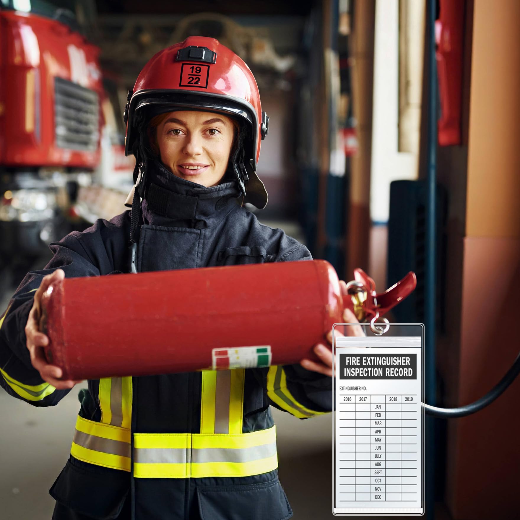 Klmnop 25 piezas de cubiertas para extintor de incendios, funda de plástico resellable con sellos de manipulación para etiqueta de extintor de incendios (transparente)