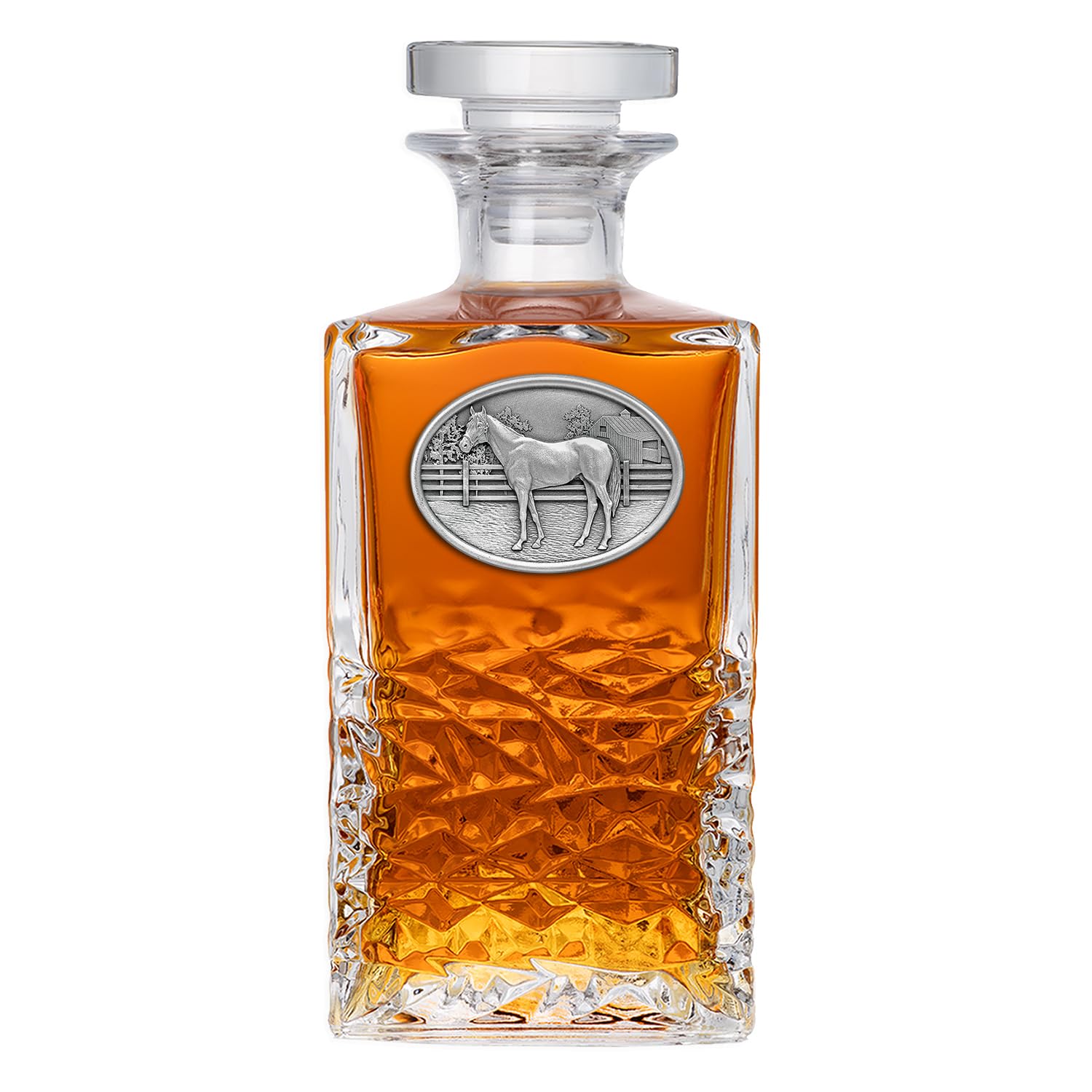 Heritage Pewter Racehorse Heritage Decanter | 25 OZ Liquor Pourer | Expertly Crafted Pewter Glass