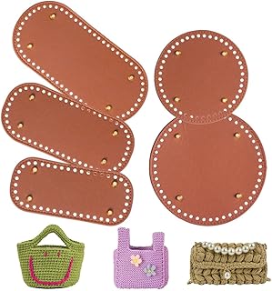 Moldeador inferior de piel sintética para bolsos, 5 almohadillas de ganchillo con agujeros, tamaños redondos, ovalados y rectangulares para bolsos, bolsos y proyectos de bricolaje