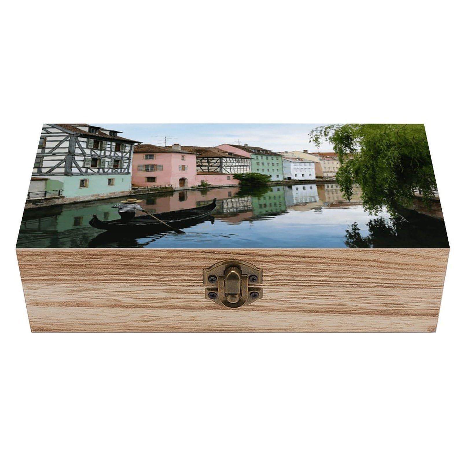 asbwuo Colmar Wood Keepsake Box Wooden Box with Hinged Lid