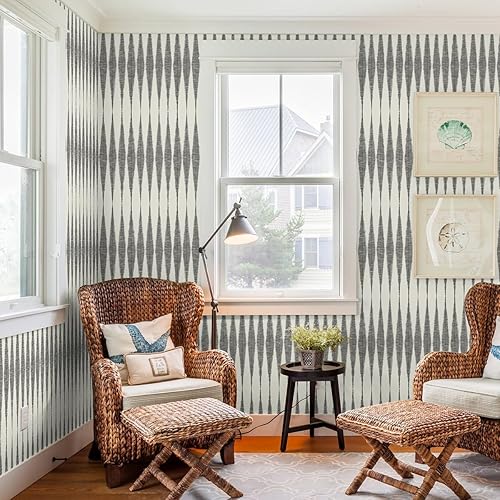 Miniatura 2 de Wudnaye Papel tapiz geométrico a rayas para despegar y pegar, papel de contacto geométrico de 17.7 x 118.1 pulgadas, moderno, extraíble, para