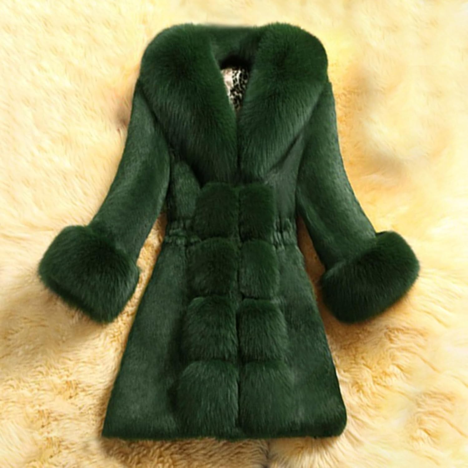Women's Faux Fur Long Jacket Fleece Fuzzy Sherpa Warm Coat Winter Plus Size Bubble Flurry Overcoat Outwear