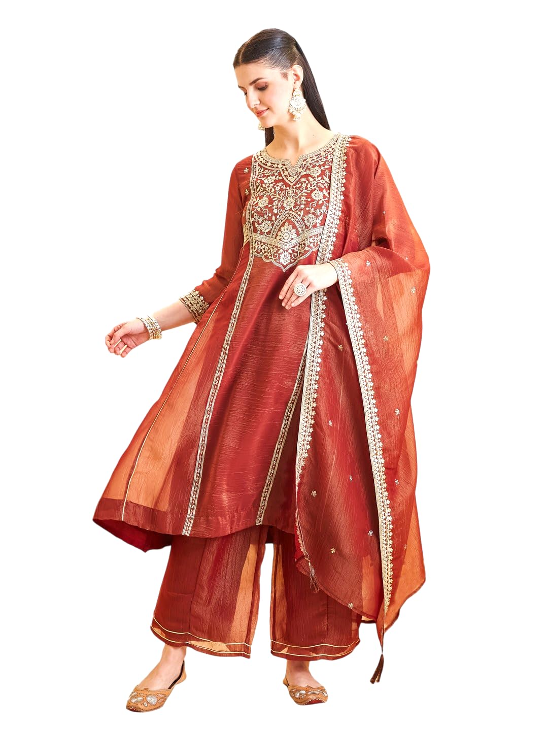 mokosh Women’s Embroidery Anarkali Palazzo with Dupatta-picture-37