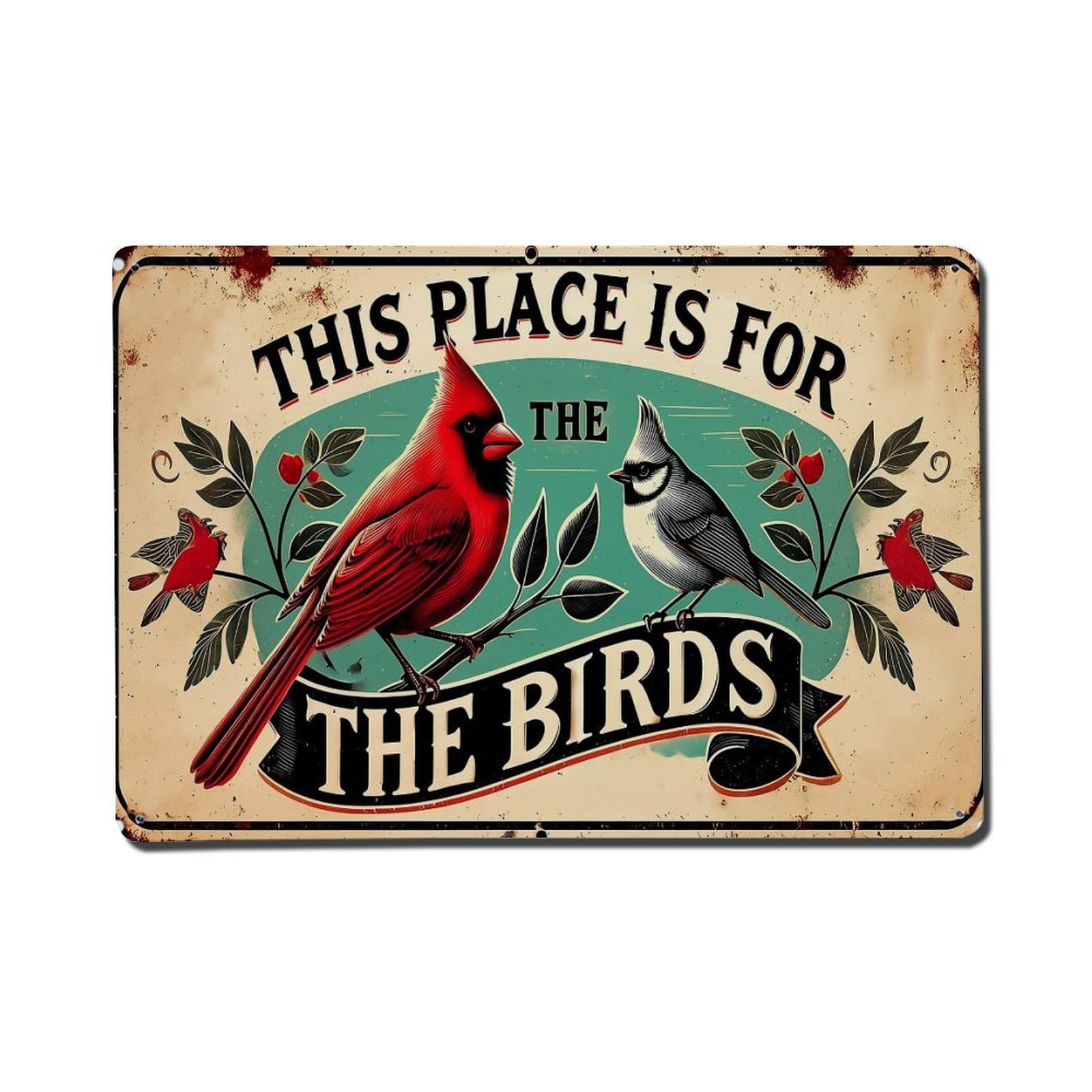 Jdfenggu Vintage Bird Sign Art Print Retro Metal Tin Sign, Metal Poster For Bar, Home, Man Cave, Kitchen, Laundry Room Art Decor 8X12 Inch