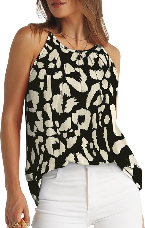 WIHOLL Summer Tank Tops for Women Dressy Casual Fashion Camisole Spaghetti Strap Leopard Print 2XL image 2