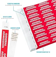 Vista 2 de 500 Wristco - Pulseras Tyvek rojas de admisión general para eventos, ¾ x 10 pulgadas, impermeables, reciclables, cómodas, resistentes a desgarros