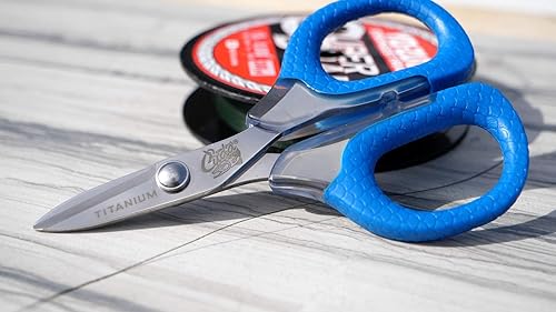 Miniatura 6 de Cuda Tijeras de pesca de titanio de 5.5 pulgadas para línea trenzada y línea mono con bordes micro dentados (18362), azul