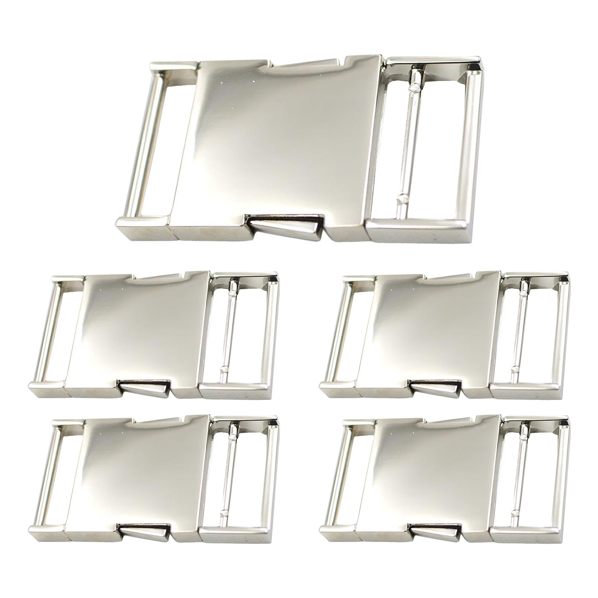 Trimming Shop Quick Double Side Release Metal Buckles Adjustable Strap Buckle for Pet Collars, Bags, Backpacks, Camping Accessories, Luggage, Silver, 30mm, 5pcs