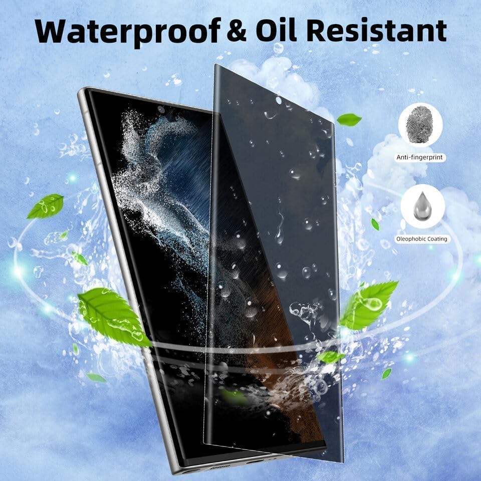 Image of SHILD Privacy Tempered Glass Screen Protector Compatible with Samsung Galaxy S22 Ultra (6.8 Inch) | Curved UV Anti-Spy Screen Guard | 9H Hardness | HD Clear | Fingerprint Sensor Support | Full Coverage | Easy Installation | Pack of 1