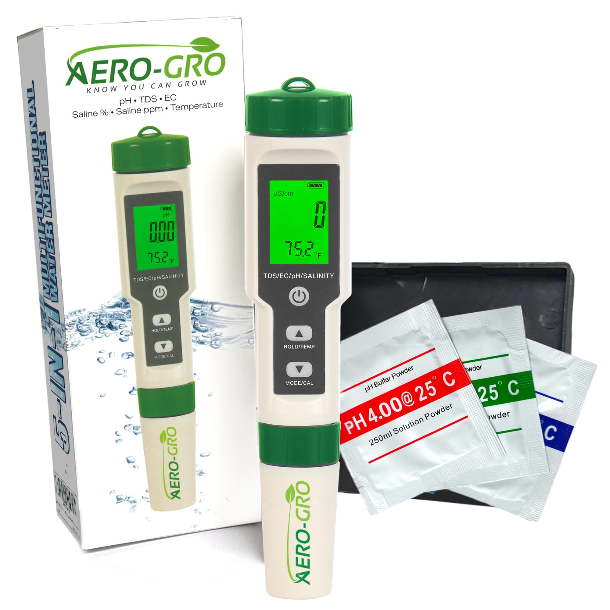 Digital 5-in-1 Meter: 5 Functions: pH, TDS, EC, Salinity%, Salinity ppm, and Temp, IP67 Waterproof, Pen-Type Tester for Hydroponics, Water, Wine, Spas, Aquariums