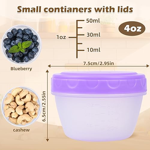 Miniatura 3 de RXRRXR Recipientes para aderezo de ensalada de 4 onzas, pequeños condimentos con tapas, reutilizables, sin BPA, a prueba de fugas, para aperitivos,