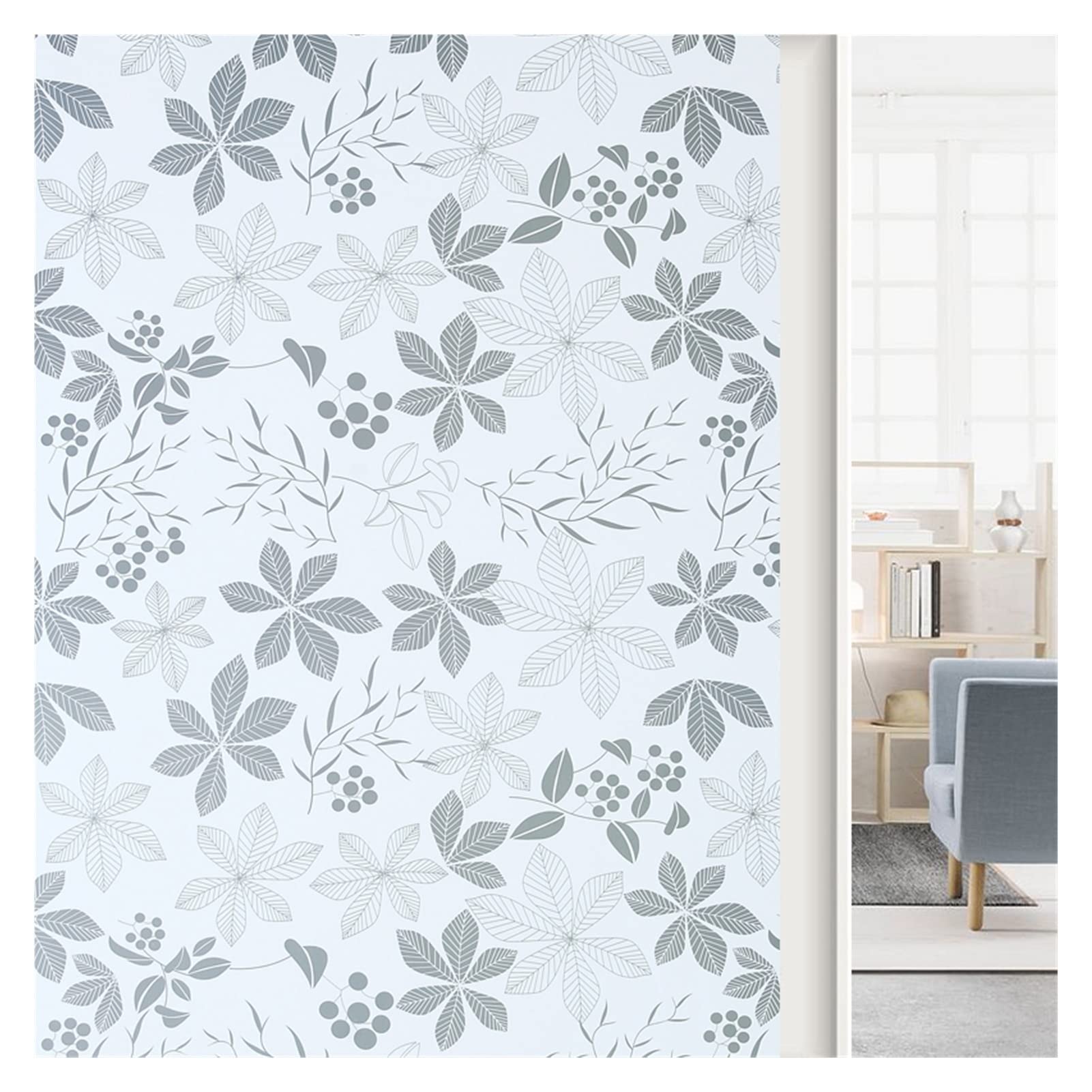 Privacy Film For Glass Windows,Stained Decorative Static Self Adhesive Sticker(Black,90x300cm)