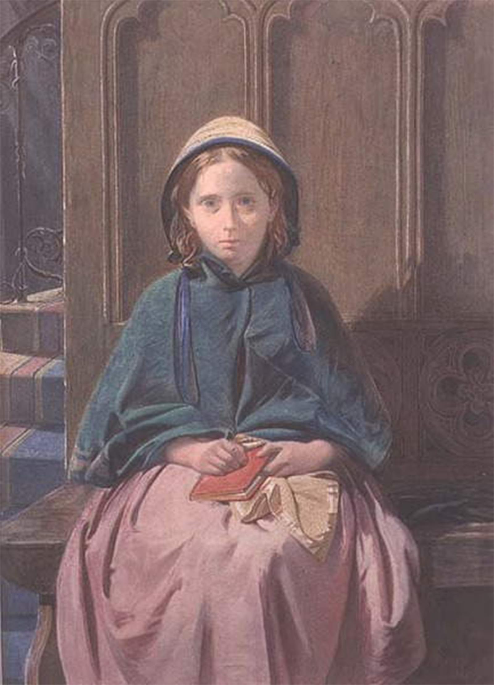 POSTERIIk Famous Animal Posters Vintage Picture Portrait of a Girl Reading in a Church Pew by David Roberts Modern Wall Decor for Home Decor 60x90cm