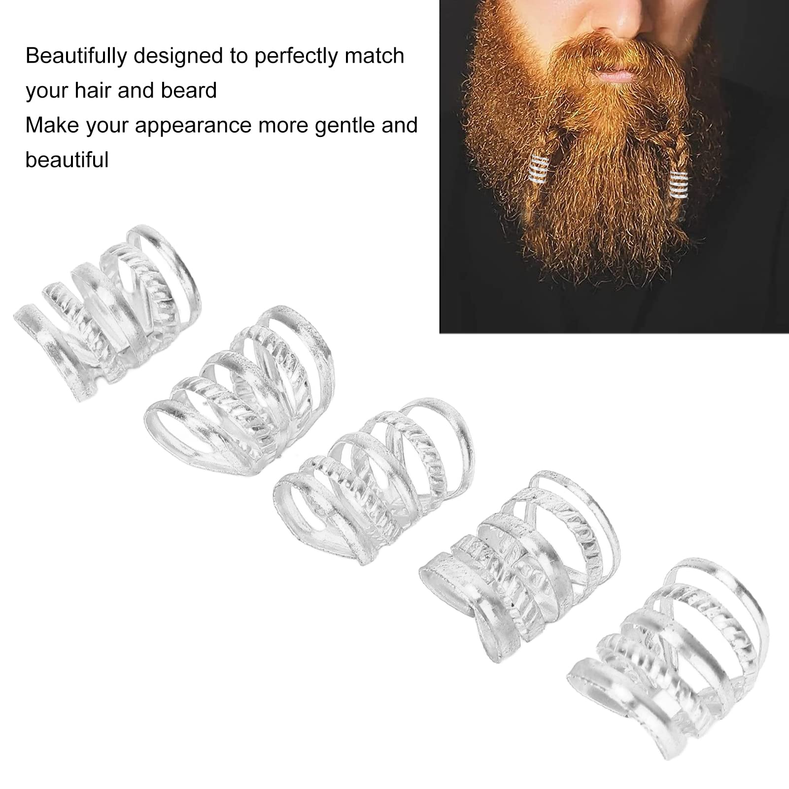 Bead Dreadlocks, Rustproof Metal Spring Hair Beads for Weeding for Party(Silver) - Image 4