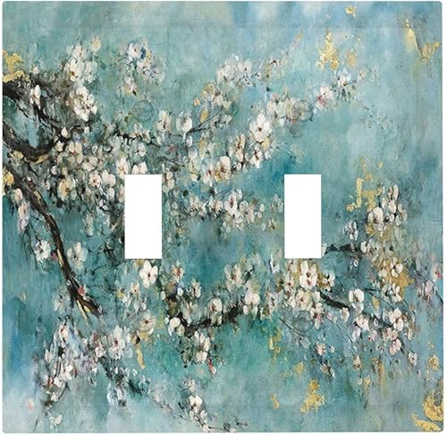 Miniatura 122 de Placa de pared de tortugas marinas, hierba oceánica, medusas, peces y algas marinas, placa de pared de doble palanca, cubierta de interruptor de luz