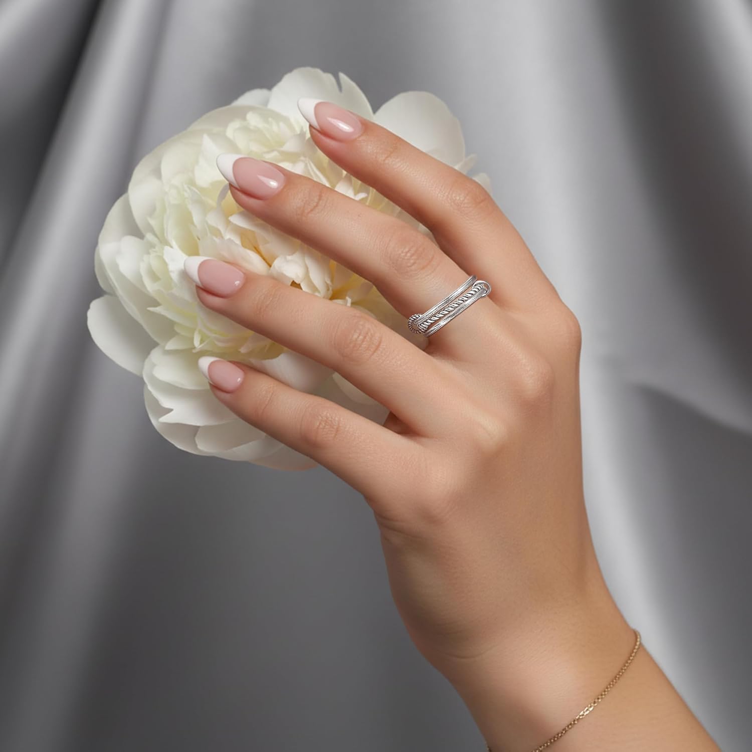 Stackable Rings for Women Sterling Silver Stacked Rings Elegant Silver Stackable Rings Layered Rings Jewelry Gift for Women - Image 9