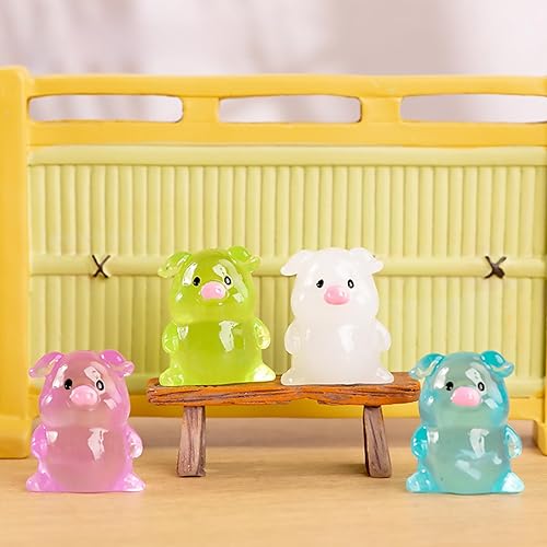 Miniatura 7 de Exasinine 30 figuras de cerdito en miniatura luminosas y pequeñas estatuas de cerdito para decoración de pasteles, manualidades, decoración del