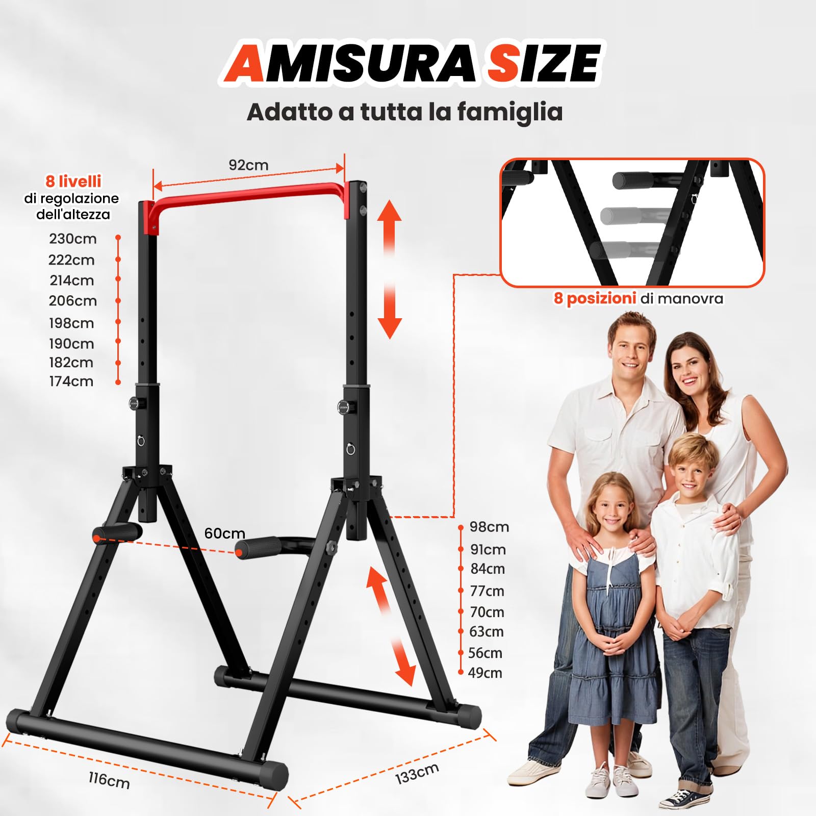 DOBESTS Power Tower Dip Station,Pieghevole Barra per trazioni autoportante，Regolabile MultifunKtional Pull Up Station Attrezzi Palestra Casa,Attrezzatura per Allenamento della Forza,Gambe Triangolari