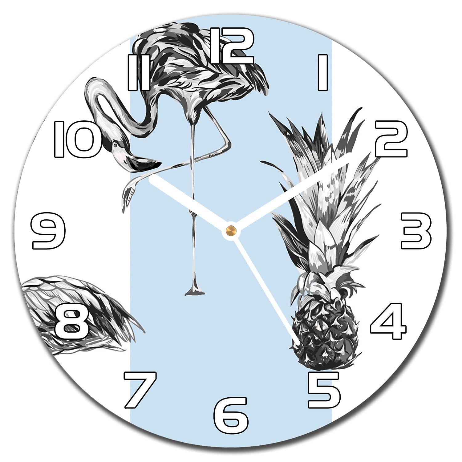 Horloge en verre lisible pour cuisine 30 cm avec aiguilles blanches anti-reflet
