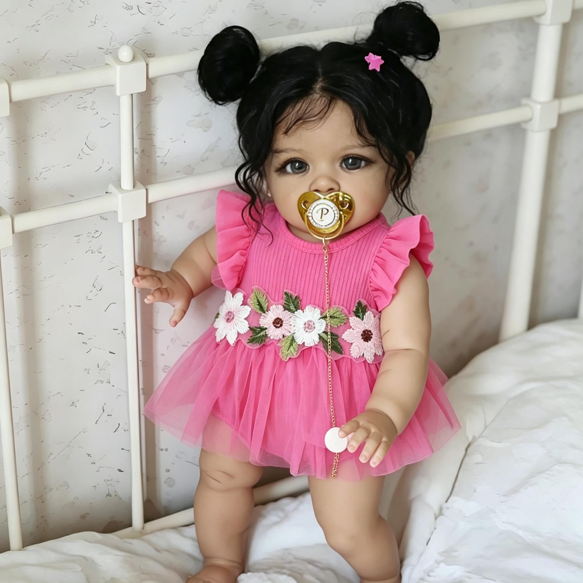 RXDOLL Afroamerykanin Reborn małe lalki czarna dziewczyna 66 cm duży rozmiar realistyczne lalki Reborn Baby Dolls miękka winylowa tkanina ciało prawdziwe życie laleczka bobas biracial realistyczna