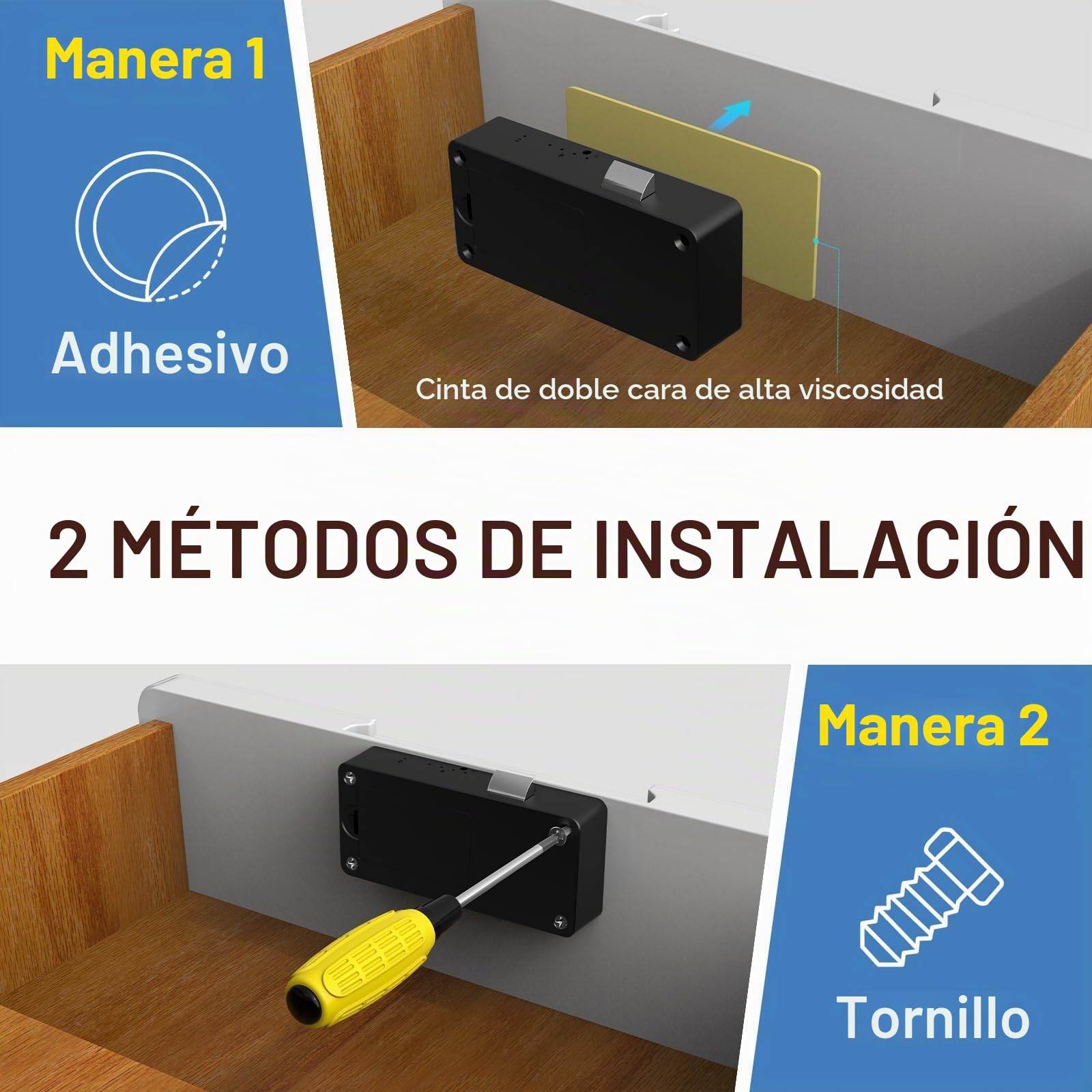 Cerradura de cajón con tarjeta RFID, NFC, cerradura oculta para gabinetes de cocina, despensa, muebles, cerradura de puerta de armario eLinkSmart con aplicación Bluetooth, seguridad infantil, no
