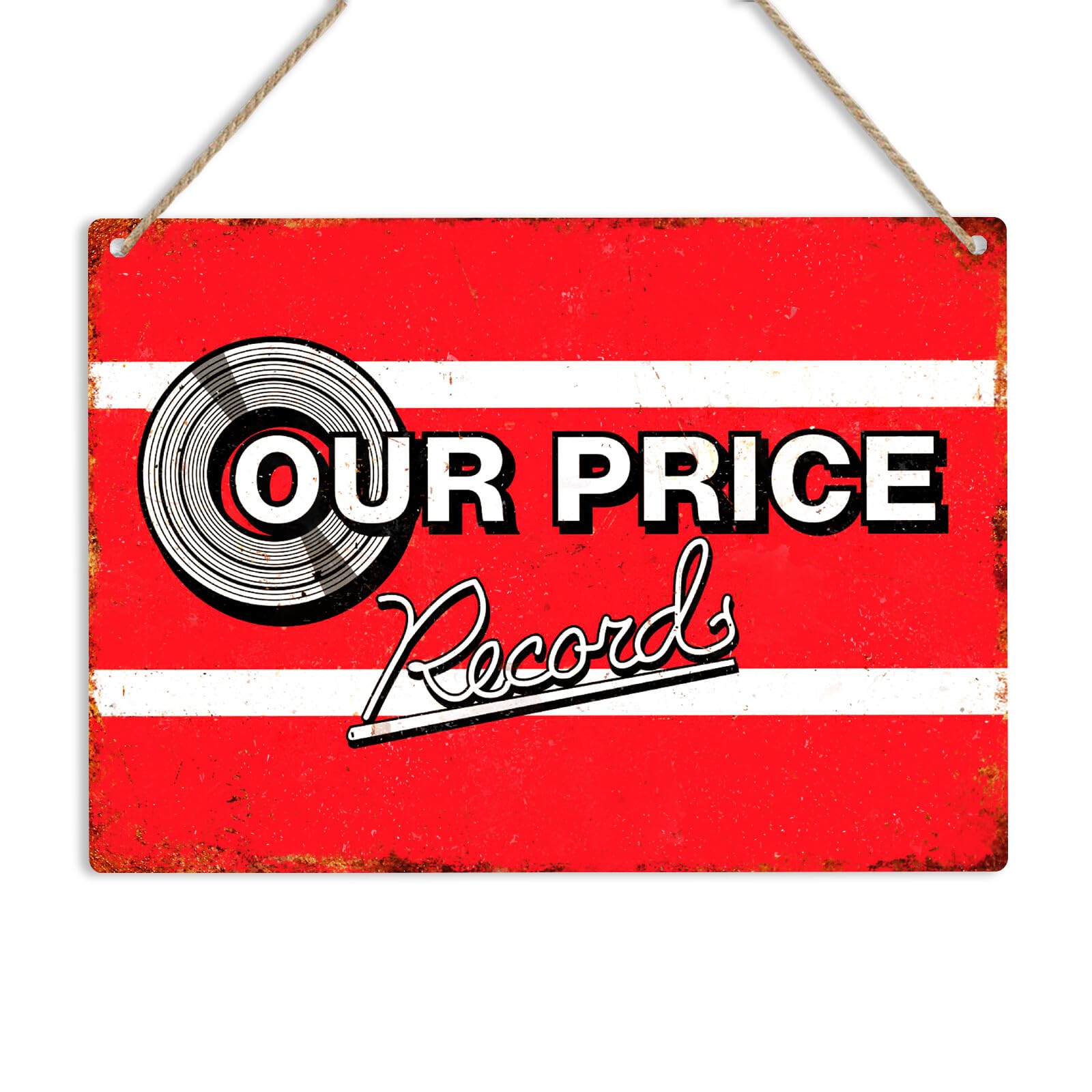 Yelacecca Tin Sign A59760 Our Price Records Vintage Metal Tin Wall Sign Plaque Man Cave Shed Retro Vinyl Vintage Metal Sign Plaque Poster 8X12 Inches