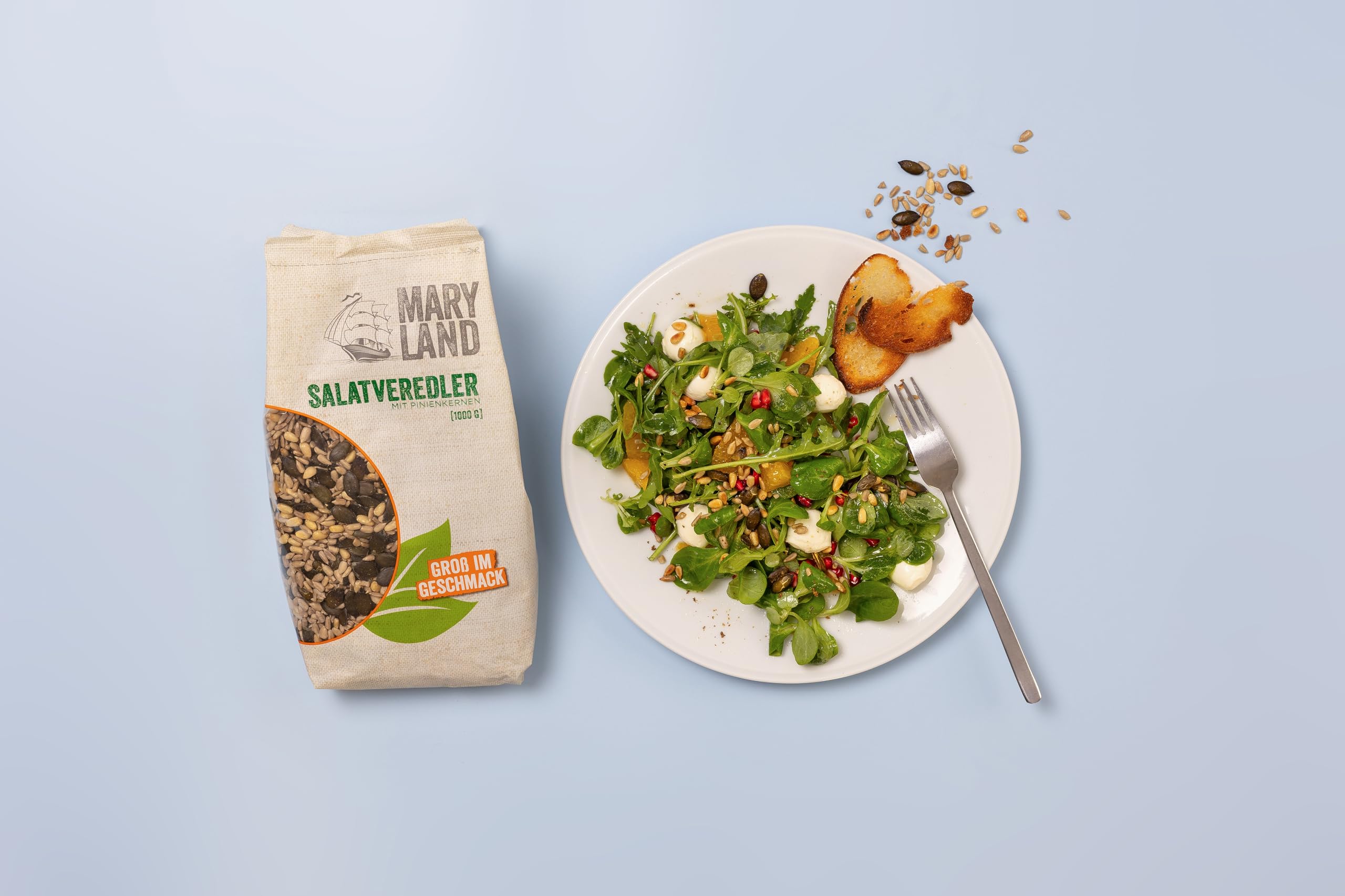 Maryland Salatveredler 1000g Vorratspackung 4er Pack – Sonnenblumenkerne, Kürbiskerne und Pinienkerne in Kerne Mischung – 100% vegan und frei von künstlichen Aromen – Im Großbeutel (4 x 1000g)