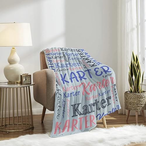 Miniatura 9 de Manta de franela personalizada con nombre para adultos y niños, ultra suave, regalos personalizados para tu familia, amigos, colegas, regalos de
