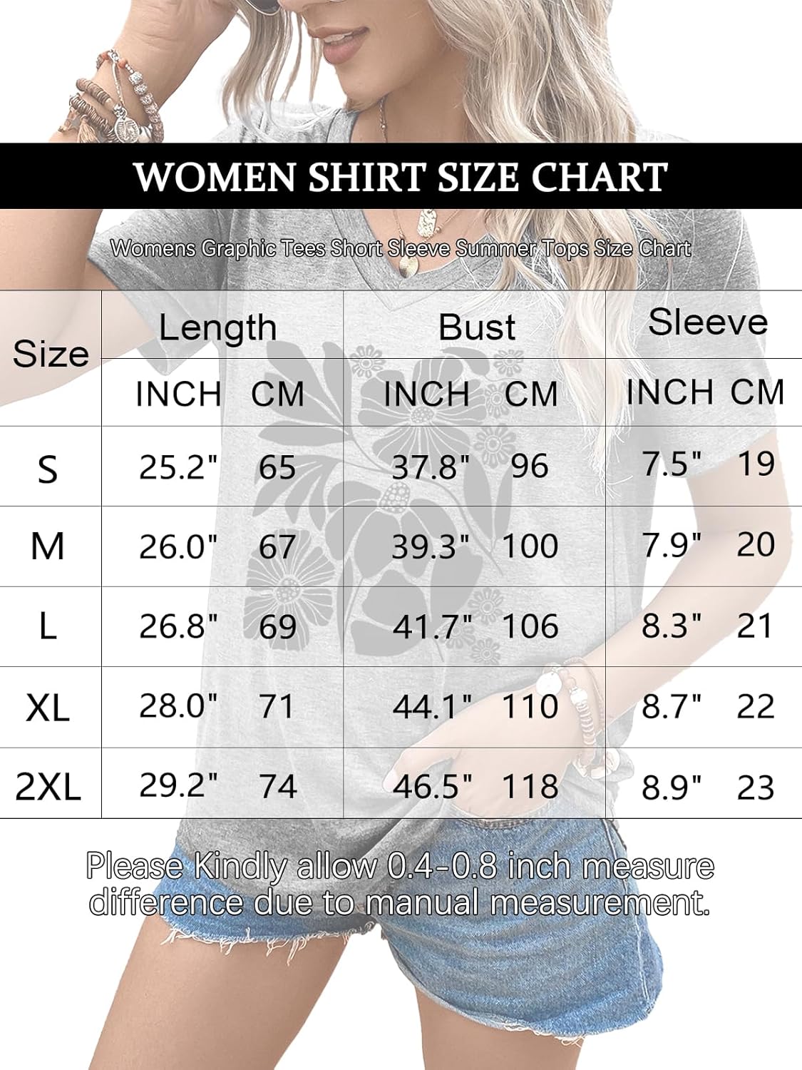 Flower Kindly Shirt for Women Funny Wildflower Plant T-Shirt Bohemian Summer Vacation V Neck Tops - Image 6