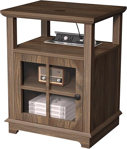 Miniatura 10 de HIFYOBRO Mesita de noche con estación de carga carga inalámbrica para dormitorio mesita de noche carga inalámbrica y puertos USB mesita de noche con