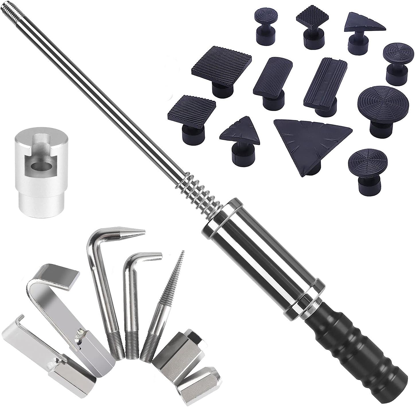 Paintless Dent Repair Kit, Heavy Duty Dent Puller Tool Paintless Car Dent Repair Tool with 12pcs Auto Body Tools Tabs and 8pcs Dent Puller Screw Tip