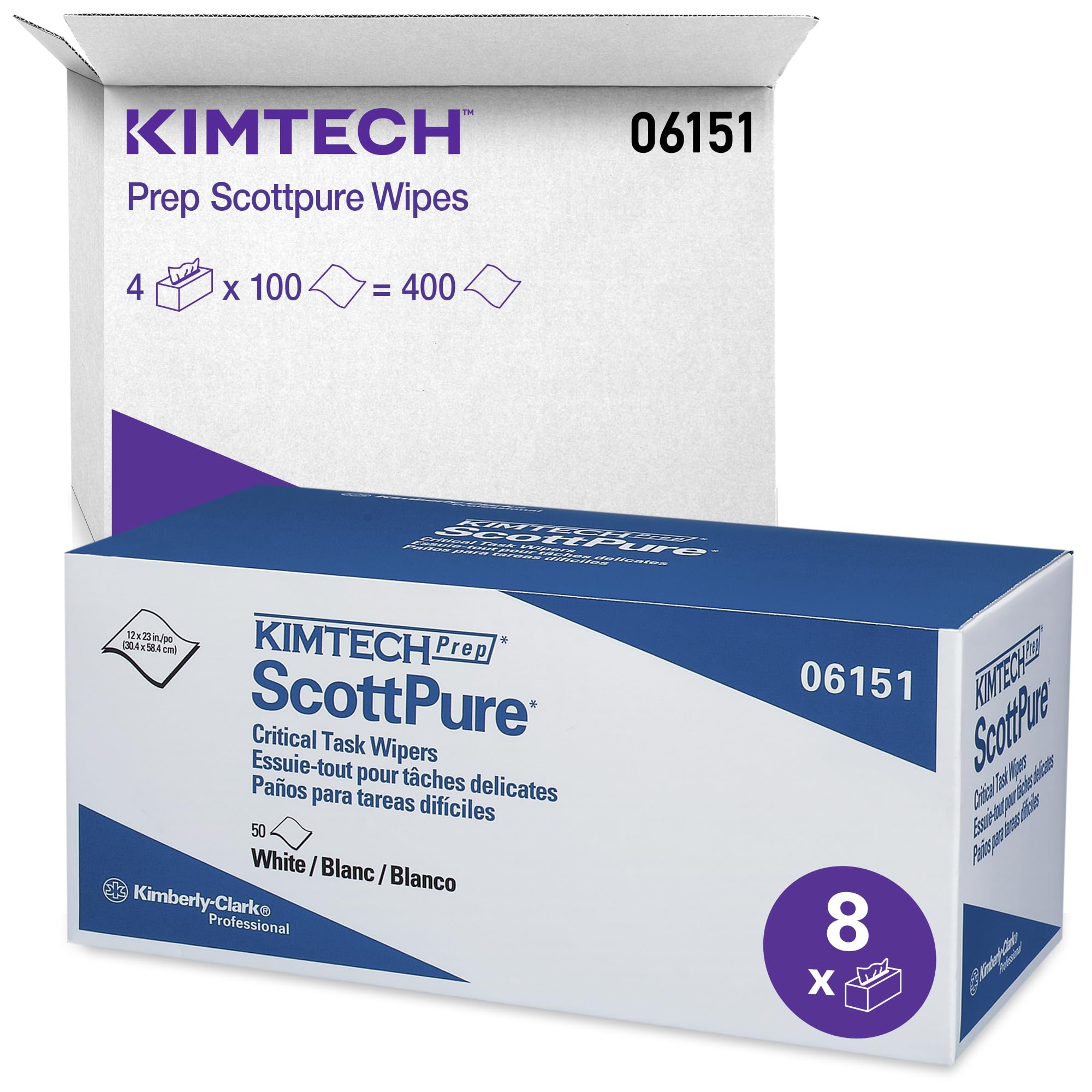 KIMTECH 06151 scottpure kritische Aufgabe Scheibenwischer, 12 W X 23L, weiß, 50 pro Box (Fall von 8 Boxen)