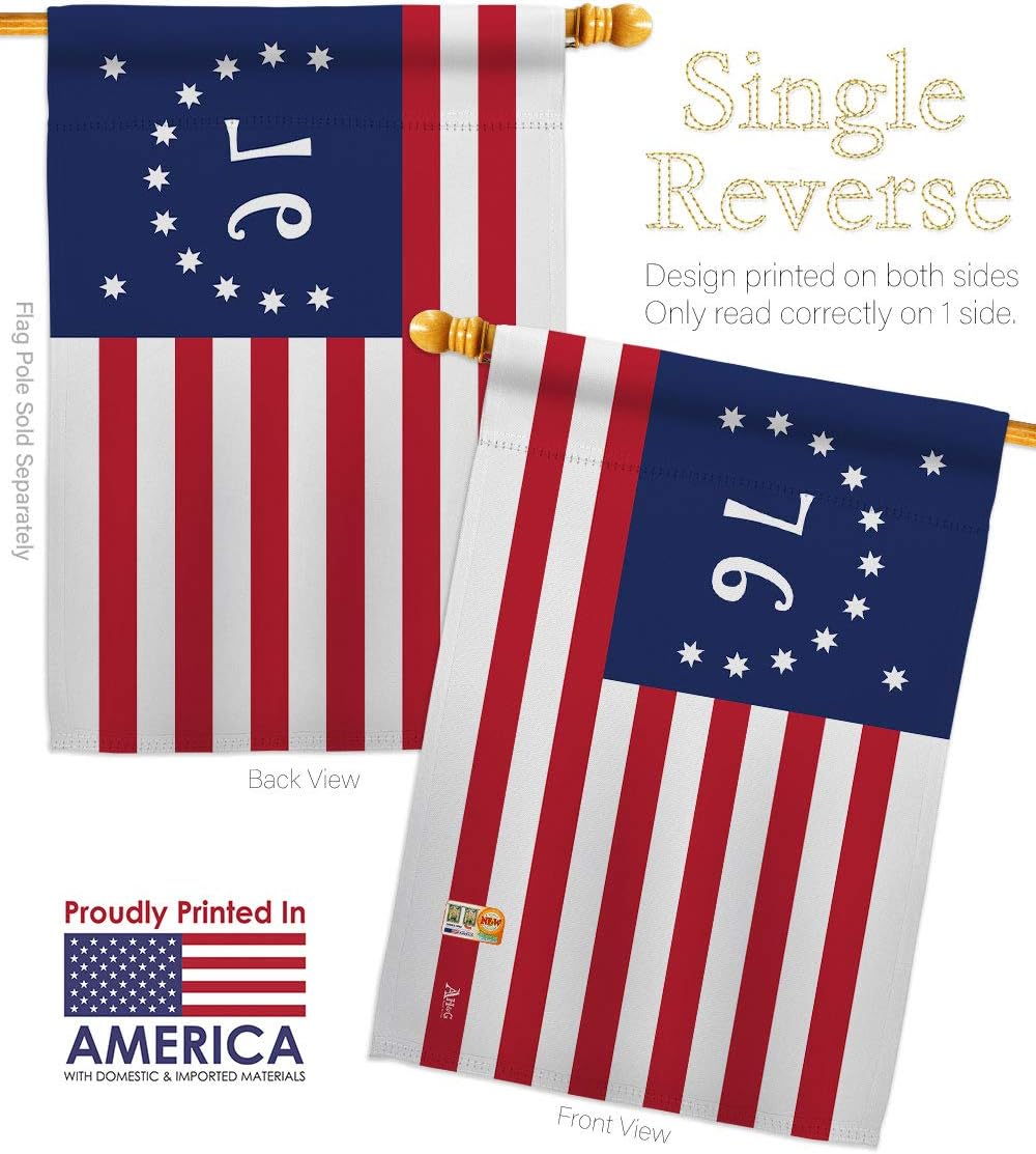 Bennington Garden House Flags Set Americana US Historic July Memorial Veteran Independence United State American Small Decorative Gift Yard Banner Made In USA 28 X 40