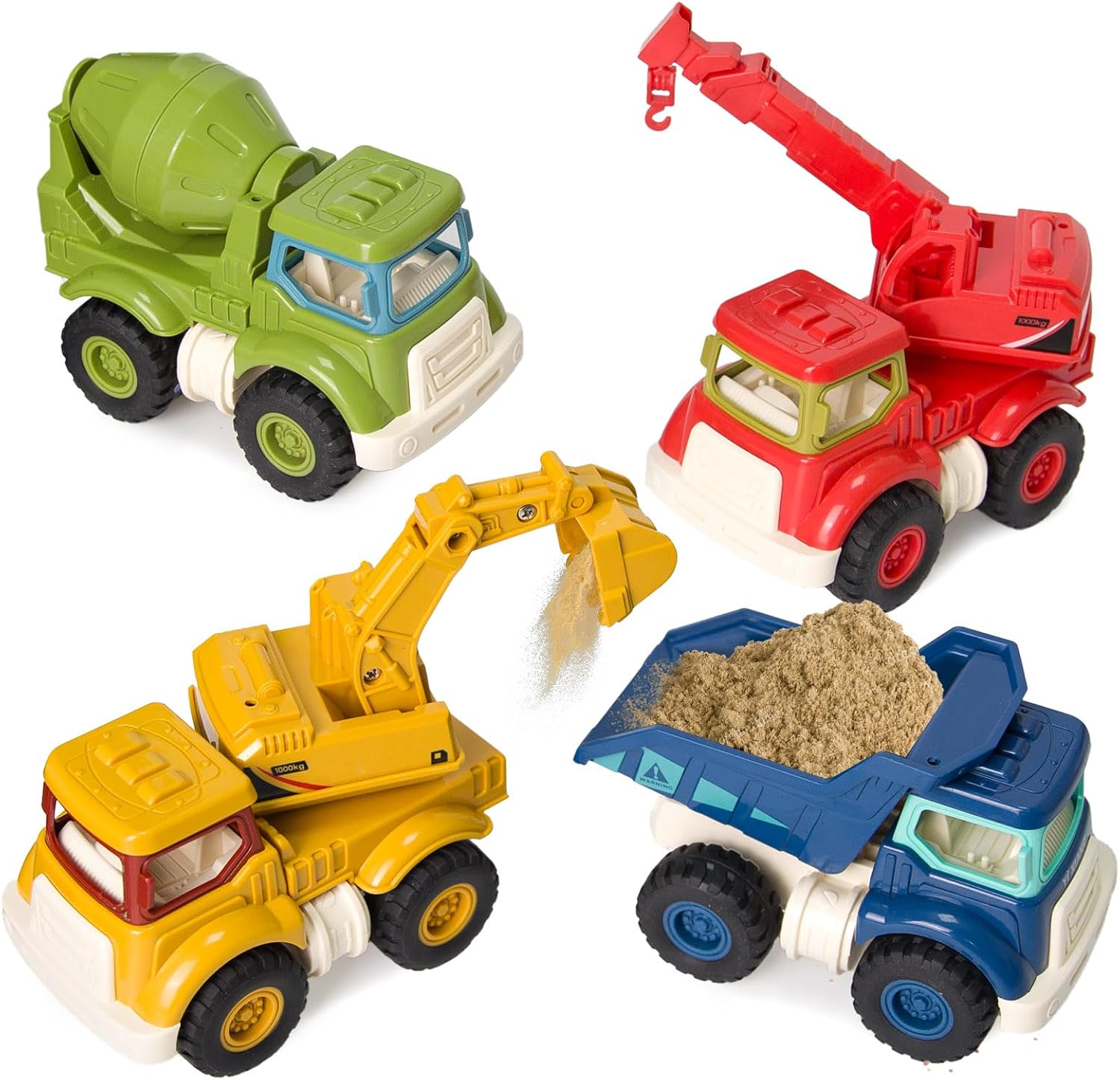 Construction Toys for Toddlers 2 3 4 5 Years Old, Sandbox Excavator Toy with Construction Truck Vehicles Dump Crane Cement Mixer Truck Toys for Boys Girls Kids, Christmas Birthday Ideas Gifts