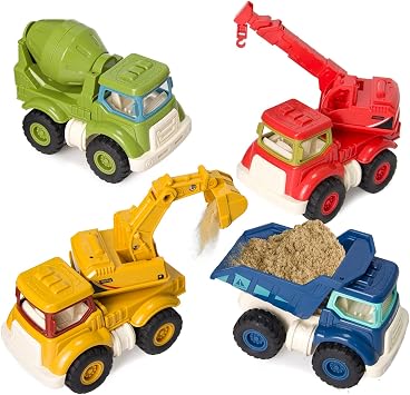 Construction Toys for Toddlers 2 3 4 5 Years Old, Sandbox Excavator Toy with Construction Truck Vehicles Dump Crane Cement Mixer Truck Toys for Boys Girls Kids, Christmas Birthday Ideas Gifts