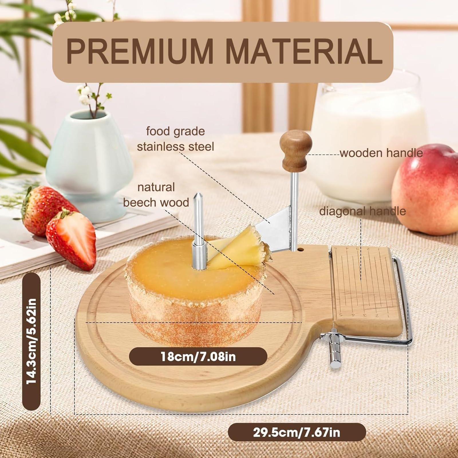 Käse-Lockenwickler & Hobel, Verstellbarer Schneider für Hart- & Weichkäse, Schokolade, Dekorative Spiralen & Gourmet Serviermaschine