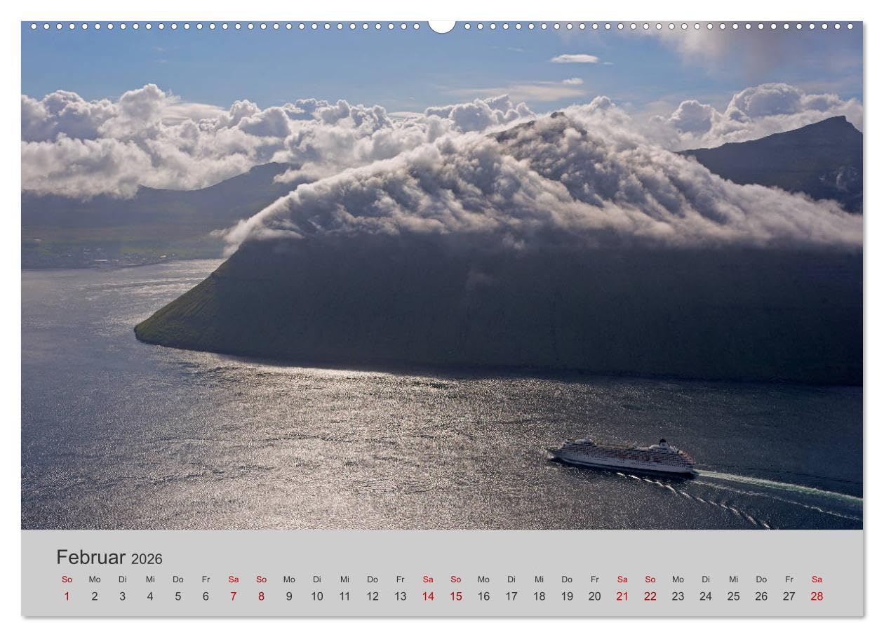 Färöer Inseln 2026 (Wandkalender 2026 DIN A2 quer), CALVENDO Monatskalender: Landschaft, Architektur, Küste und Wolken auf den Färöer Inseln