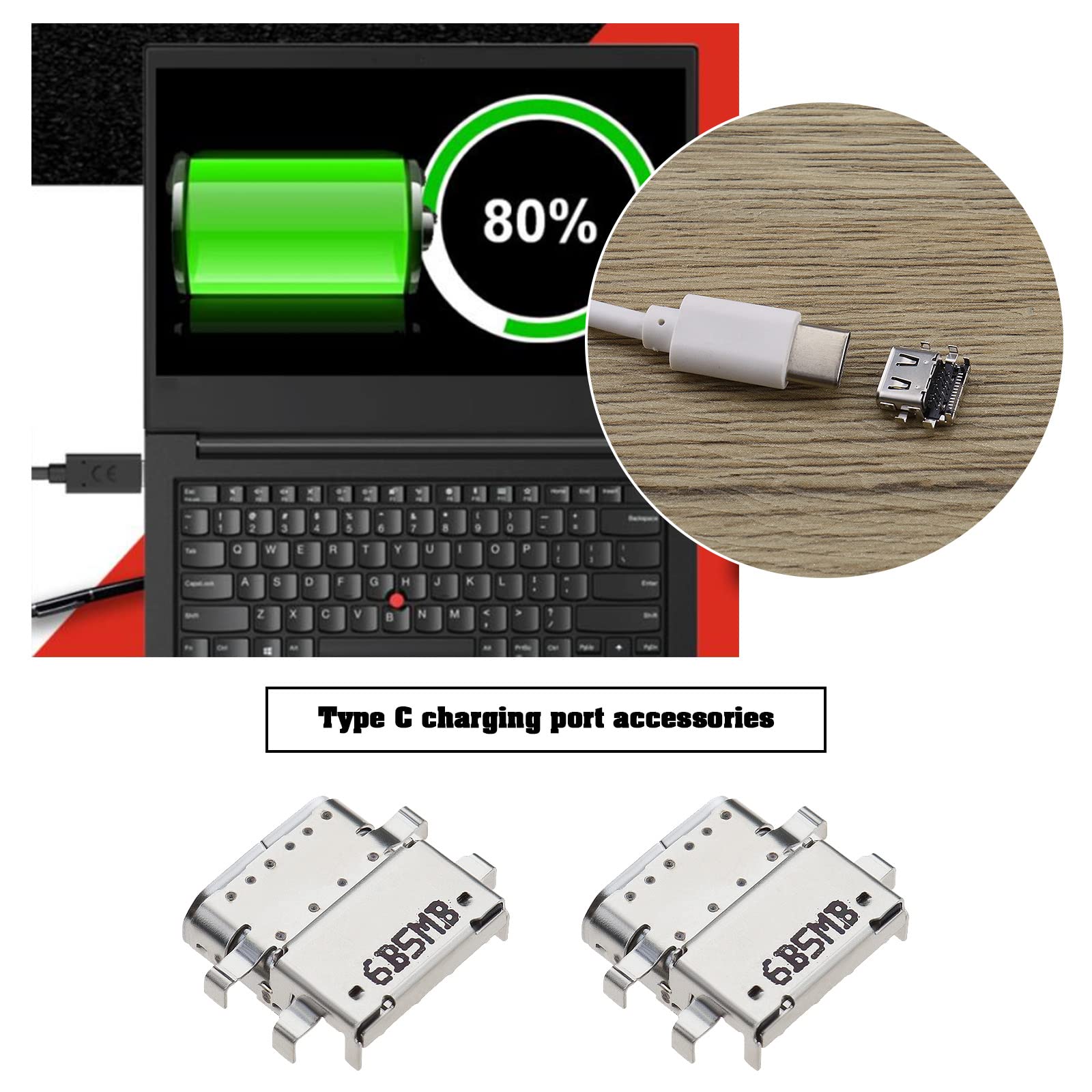2 szt. zamiennik portu ładowania USB typu C kompatybilny z Lenovo ThinkPad E480 E485 E580 R480 E590 port ładowania typu C złącze zasilania prądu stałego gniazdo wymienne