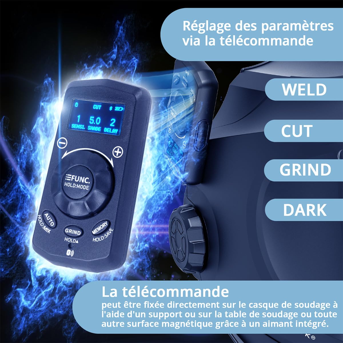STAHLWERK Casque de soudage automatique 3 en 1 Master Air - Casque de soudage avec alimentation en air frais, contrôle de la fonction par Bluetooth, rendu des couleurs True-Colour, obscurcissement DIN