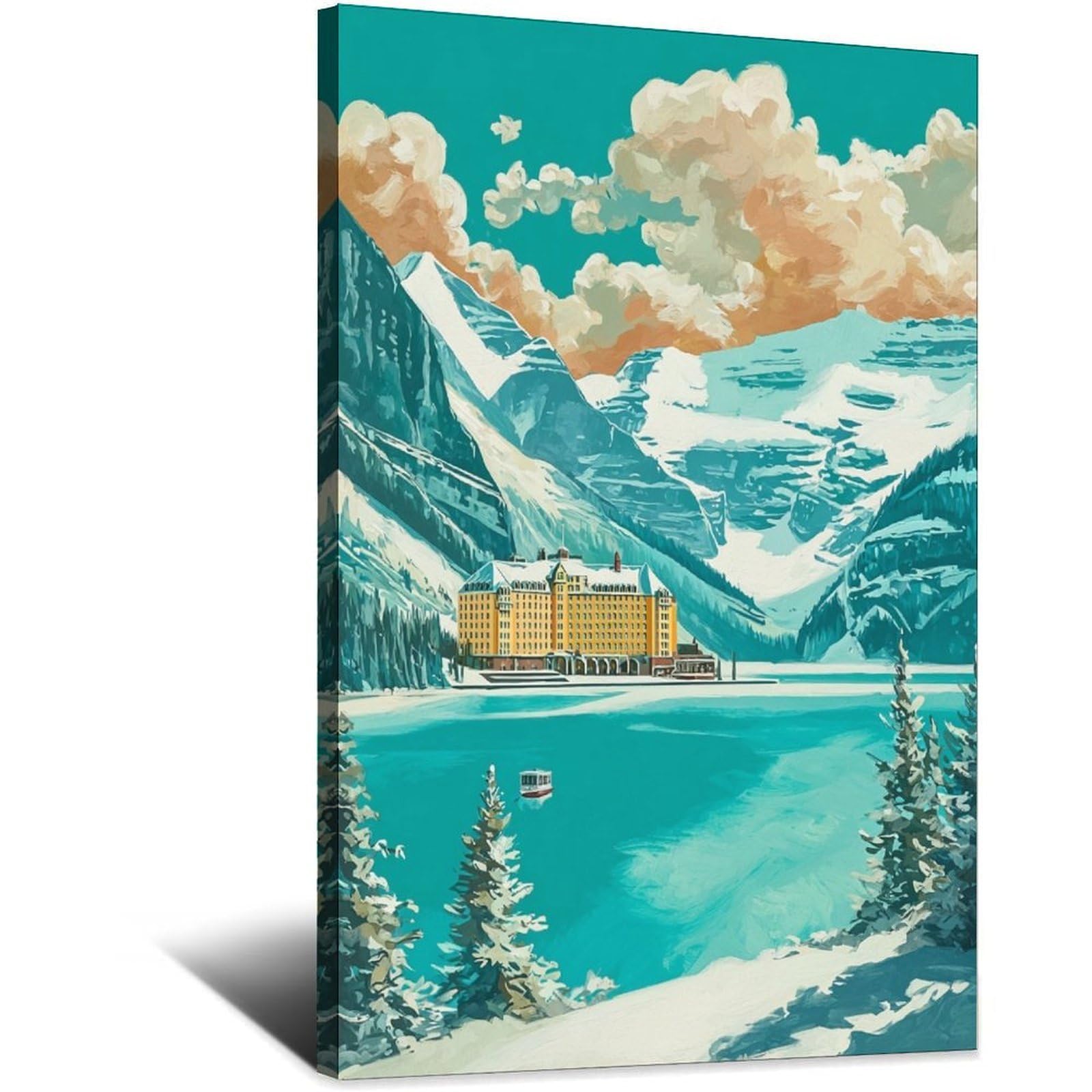 St Moritz Ski Poster 20x30inch(50x75cm) Vintage Watercolor Canvas Art