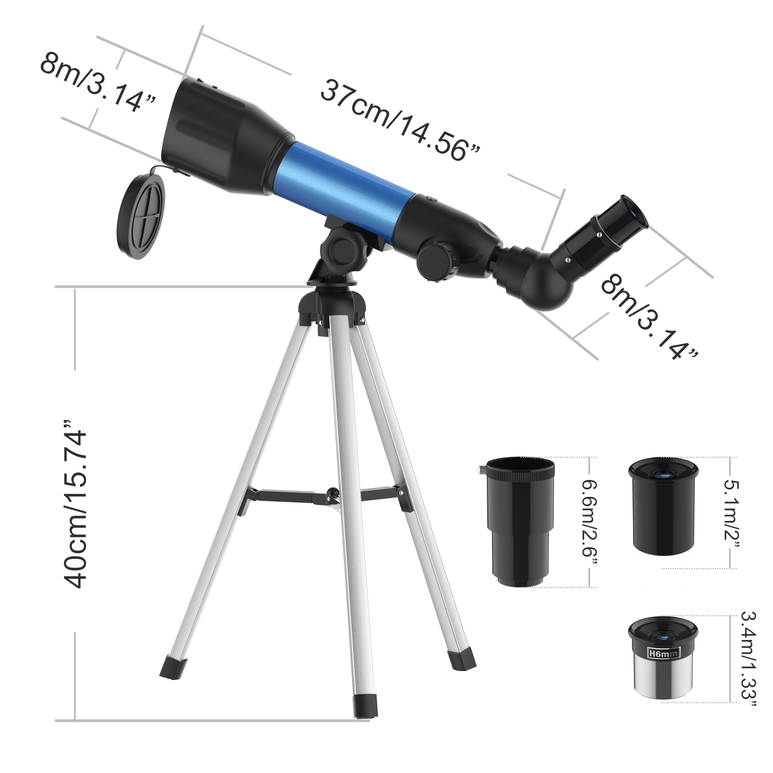 Telescopio Astronomico Bambini, 360/50mm HD, Telescopio Rifrattore Portatile con Treppiede e Principianti, Osservare Luna, Stelle, Pianeti e Paesaggi, Regalo Educativo di Natale o Compleanno