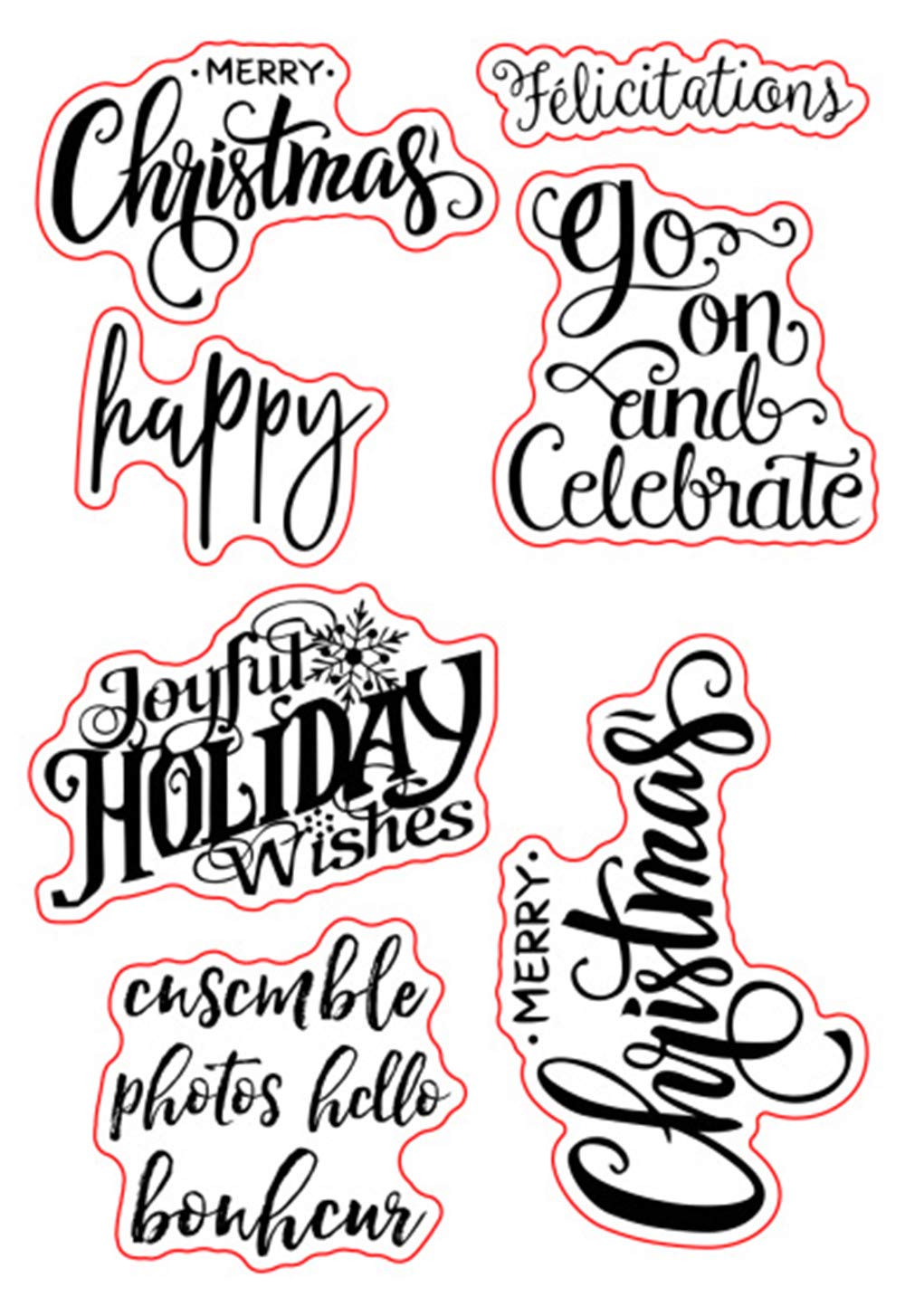 arriettycraft Merry Christmas Sayings Sentiments Phrase Happy Birthday Greetings Rubber Clear Stamp/Seal Scrapbook/Photo Decorative Card Making Clear Stamp