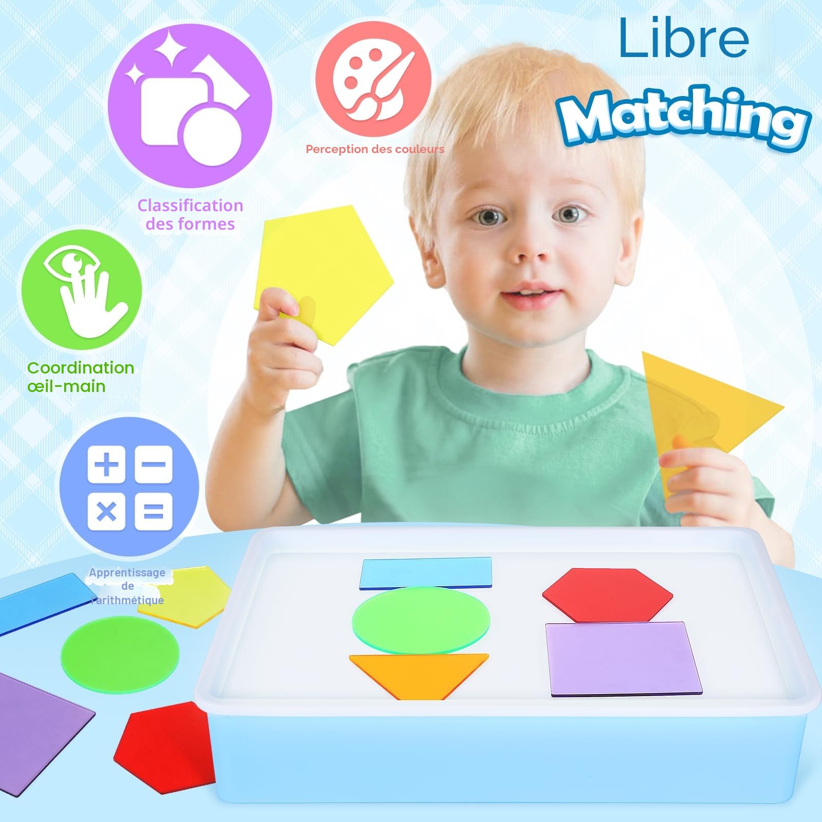 Yellcetoy Jouet Sensoriel Autisme, Table Lumineuse Enfant Jouet Sensoriel Light Box, 149pcs Sensory Light Table, Jouets Montessori éducatifs Créatifs et Amusants pour Les Enfants 3 4 5 6 7 8 Ans