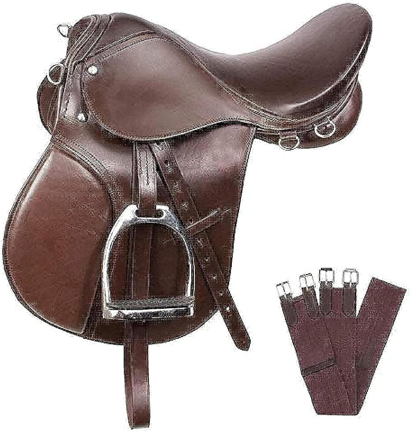 Skora All Purpose English Riding Horse Saddle (Brown, 80 to 105 kg Person)