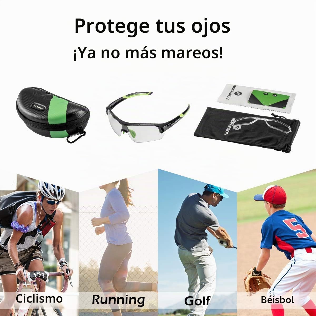 ROCKBROS Gafas Ciclismo Fotocromáticas para Hombre Mujer, Gafas Deportivas Transparentes para Bicicleta MTB Running Deportes al Aire Libre, Accesorios de Ciclismo