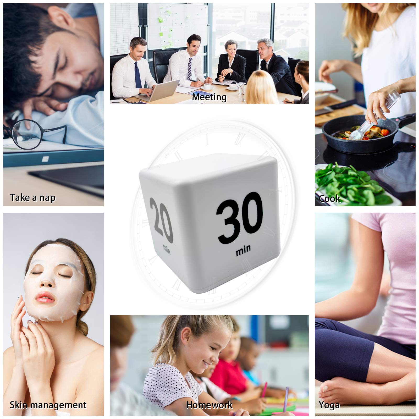 Feilifan Cube Timer, Kitchen Timer Kids Timer for ADHD Productivity