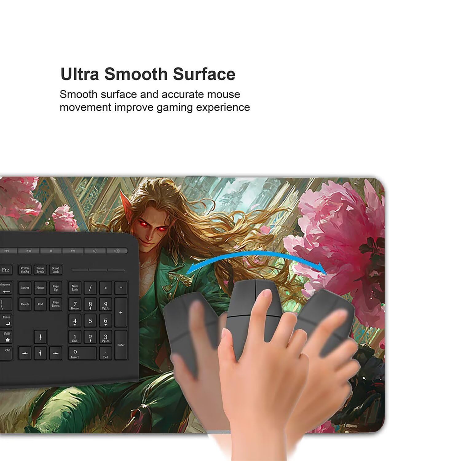 Tappetino per Mouse XXL 1200 x 600 mm Tappetino Mouse Gaming Grande, Mousepad con Base in Gomma Antiscivolo, Tappeto per Tavolo da Gaming per Mouse e Tastiera, Accessori PC (Il principe elfo) H-465