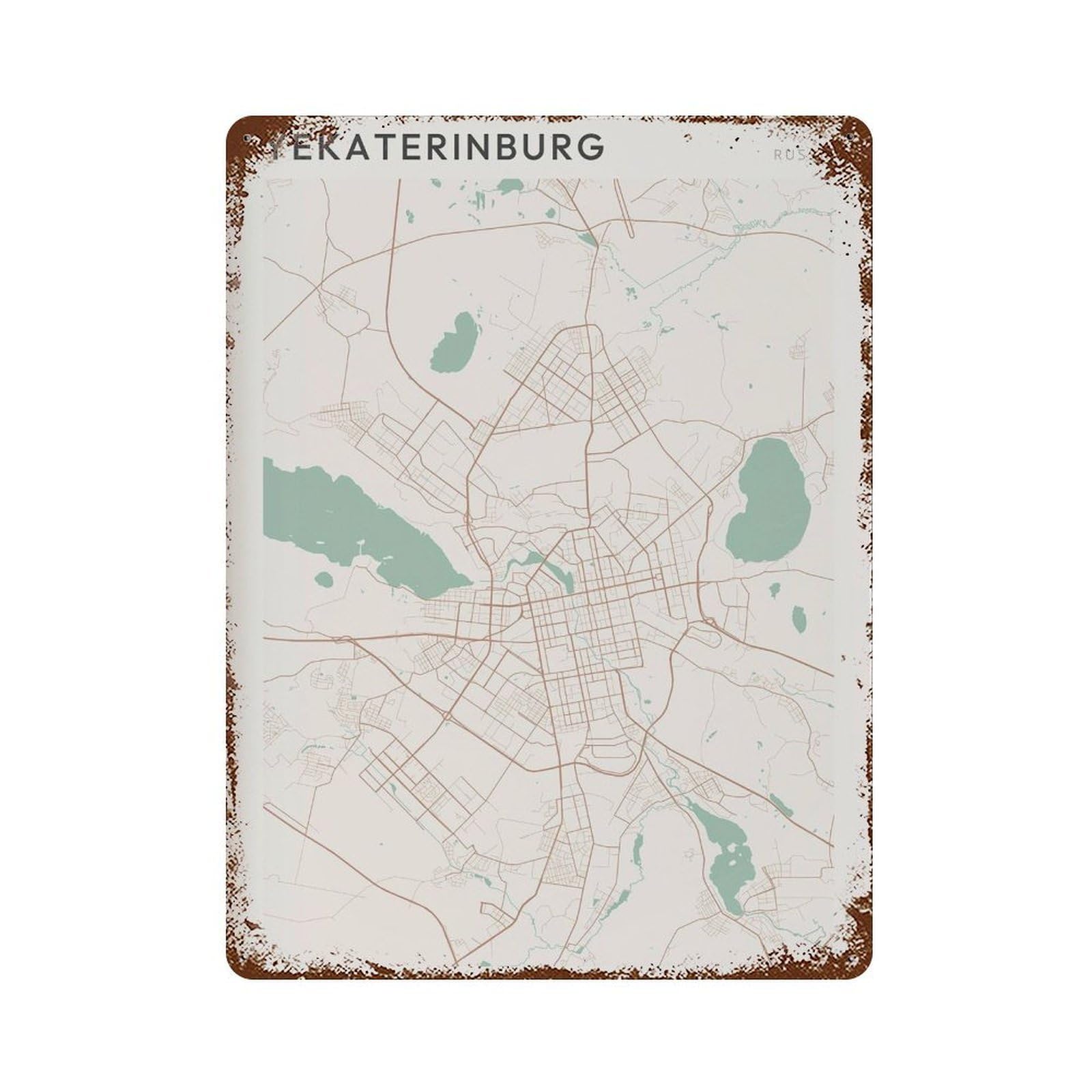 xiaoxiaoshen Yekaterinburg Map Russia Travel Gift Scandi Wall Decor Art Metal Tin Poster Modern Home Decor Art Home Bar Shop Decorations Vintage Sign 40x30cm